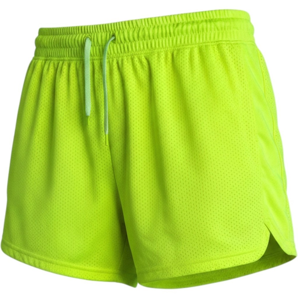 Athletic Works Women XL Neon Yellow Mesh Gym Shorts Drawstring Pockets 363